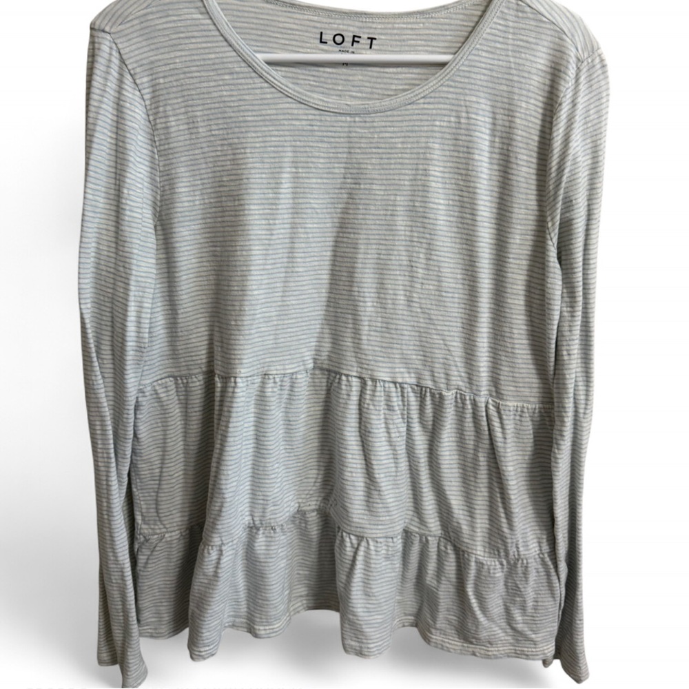 LOFT Light Blue Striped Women's Top